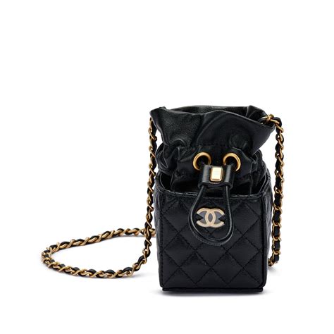 chanel multi pocket pouch black caviar|Chanel Black Quilted Caviar Micro Drawstring Bucket Bag.